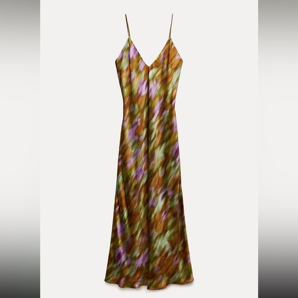 NWT Zara abstract printed satin effect slip dress - Picture 3 of 4